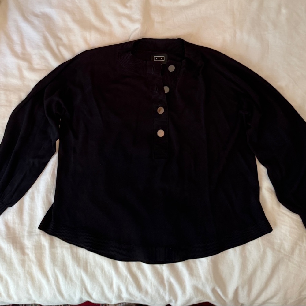 AYR Black Women's Top with large buttons  — L